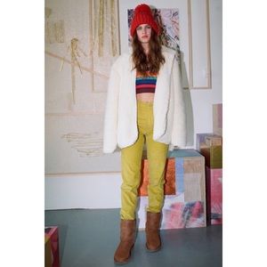UO Carmella Reversible Hooded Teddy Jacket In Ivory